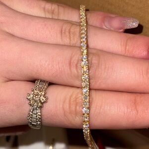 Gold-Tone Sparkling Tennis Bracelet - Elegant Women's Jewelry